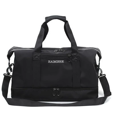 Glossy Gym Bag Dry Wet Travel Fitness Bag For Men Tas Handbags Women Nylon Luggage Bag With Shoes Pocket Traveling Sac De Sport - Цвет: C style Black