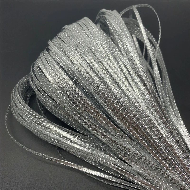 Polyester Ribbon 3/5/8/10mm 10yards Gold/Silver For Bow Wedding Christmas Decoration DIY Gift Wrapping