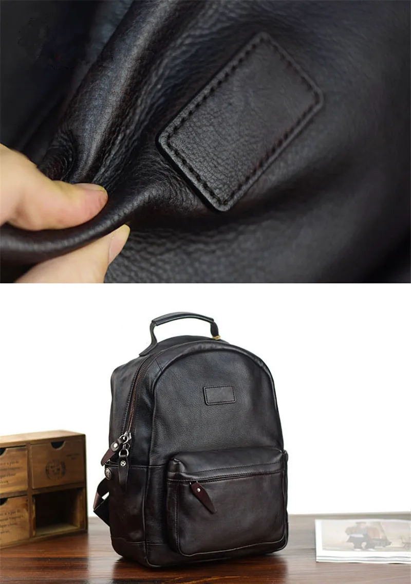PNDME hohe qualität echtes leder herren rucksack einfache vintage natürliche rindsleder frauen reise bagpack student laptop bookbag – Detail 9