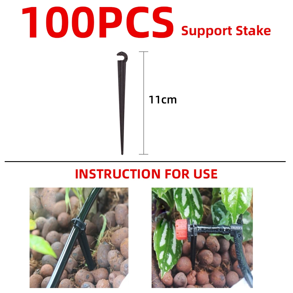 100PCS 3/4" Garden Accessories Support Stake Watering Hose Connection With Adjustable Spary Drip and Nozzle