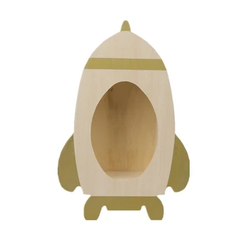 

INS Nordic Style Wooden Toys Storage Box Rocket Model Children's Room Decorations Spacecraft Wall Shelf Photography Props Gift