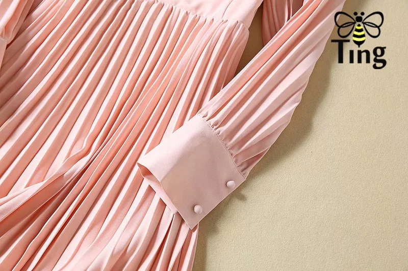 Tingfly дизайнерское Новое однобортное с вышивкой и оборками элегантное плиссированное платье розовые вечерние платья до колен для работы