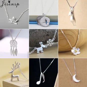 

Jisensp Simple Music Symbol Necklace for Women Fashion Jewelry Small Flower Cat Moon Charms Choker Necklaces collier femme 2019