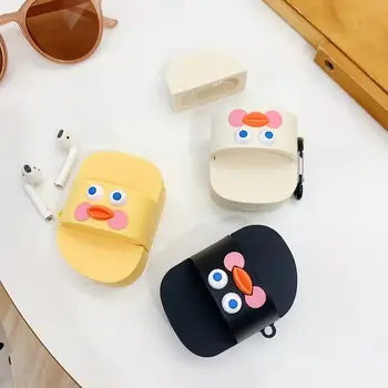 

Korea Little Yellow Duck Slippers For airpods case Silica Couple Wireless Bluetooth Headset For Airpods 1/2 Soft Protective Bag