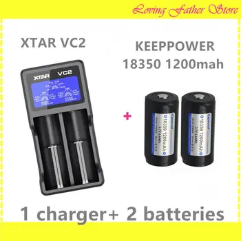 

2 pcs Keeppower 18350 1200mah protected rechargeable batteries and 1 pcs XTAR VC2 lithium 2 slots rechargeable battery charger