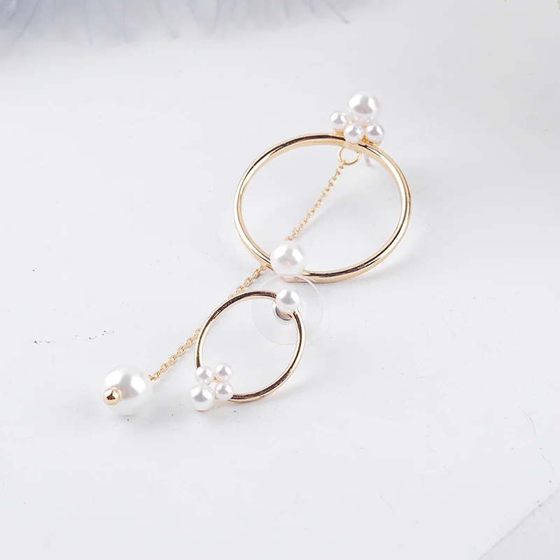 

New Arrival Gold Color Acrlic Pearl Flower Round Earring For Women Handmade Wholesale Jewelry