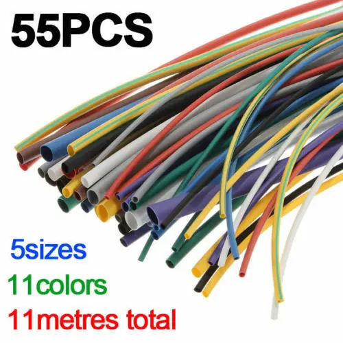 

55pcs 2:1 Heat Shrink Tubing Wire Sleeving Heatshrink Assortment Kit Set