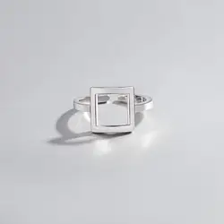 925 серебряные женские минимализм персонализированные квадратные указательный палец Открытые Кольца дизайнерские полые кольца из