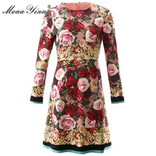 MoaaYina, модное дизайнерское платье, весна-лето, женское платье с длинным рукавом, цветочный принт, тонкие элегантные винтажные платья