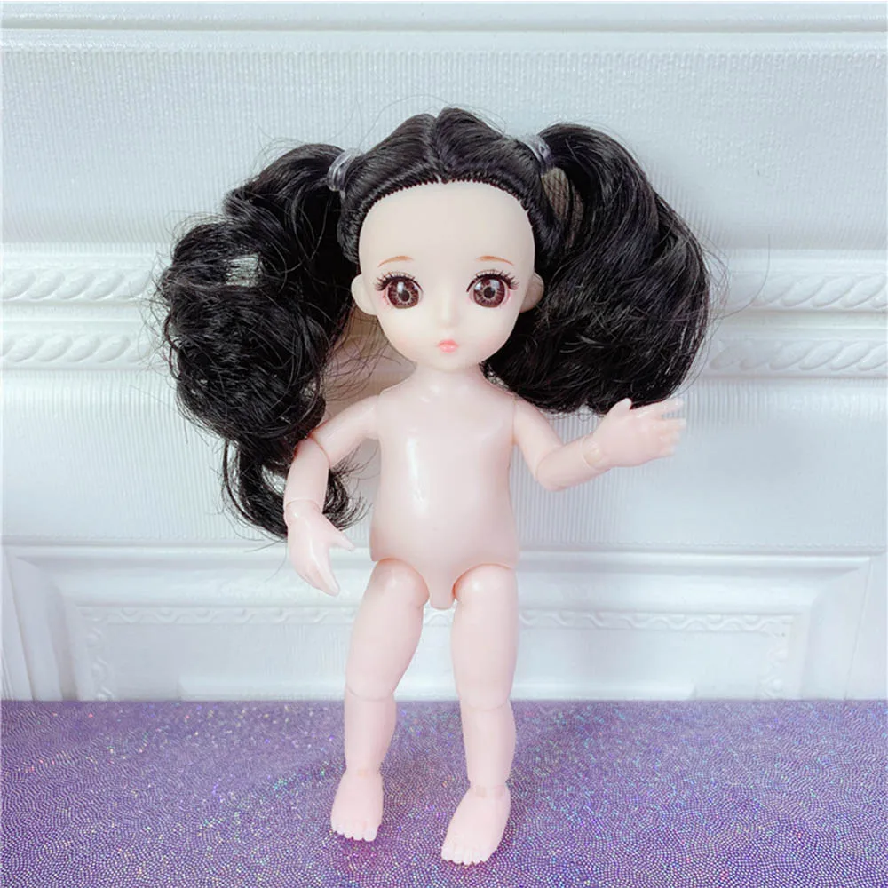 BJD кукла, 13 шаровых шарниров, 3D глаза, BJD, пластиковая кукла, 17 см, куклы для девочек, игрушки, длинный парик, волосы, женская обнаженная тело, модная Кукла - Цвет: Красный