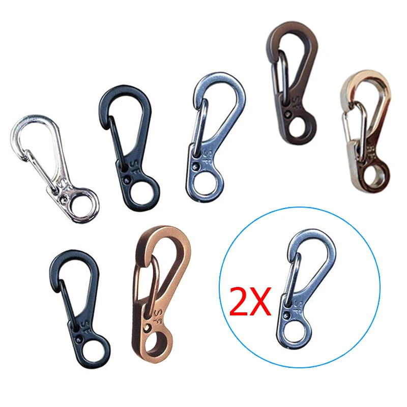2 pcs 1 шт./2 шт./5 шт./10 шт./лот брелок Пружинные застежки карабины для альпинизма кемпинг бутылки крючки Паракорд Тактические выживания шестерни SEC88 - Цвет: 2 pcs