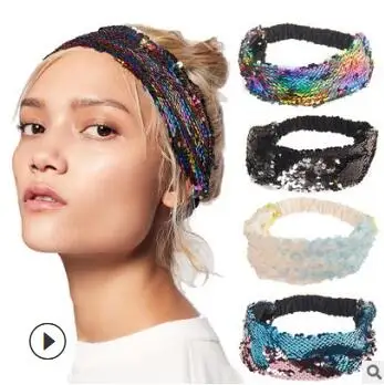 

60 шт./партия, двусторонняя повязка на голову с блестками