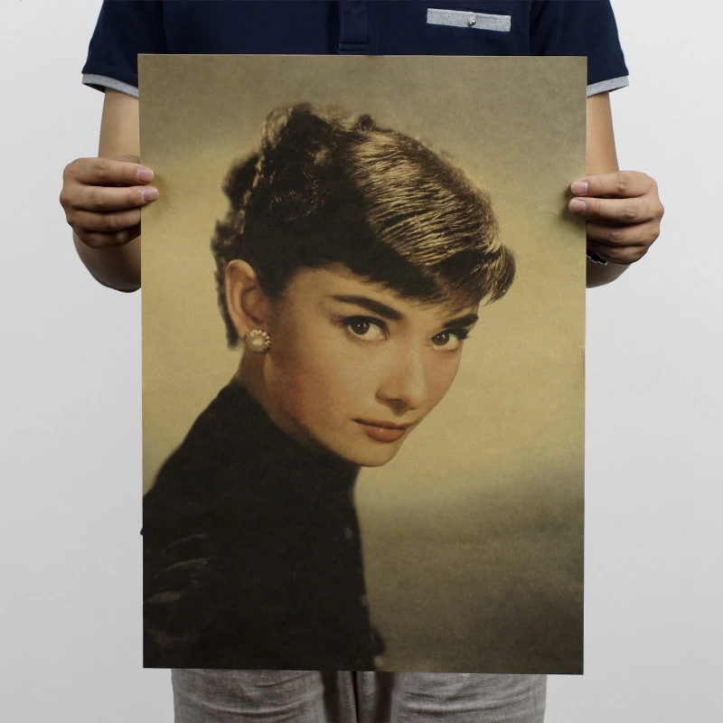 Audrey Hepburn Vintage Classic Series Movie Poster Retro Kraft Paper Room Decoration Stickers Cafe Wall Decor Wall Sticker Gift