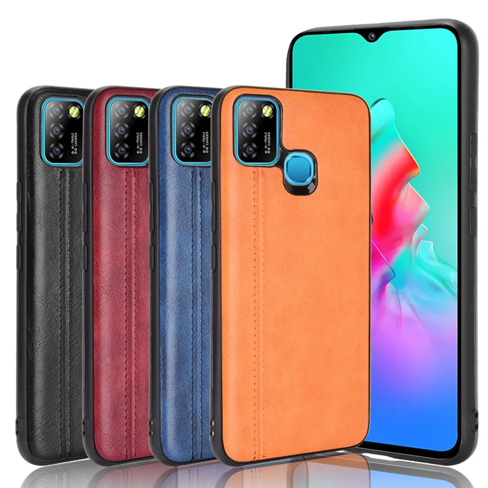For Infinix Smart 5 Case 6.6 Inch Luxury Calfskin Pu Leather Lines Back