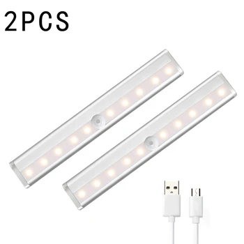 

2PCS Upgraded Motion Sensor Lights, 10-LED Stick-on Anywhere Portable Wireless Closet Light, Safe Lights for Hallway, Stairway