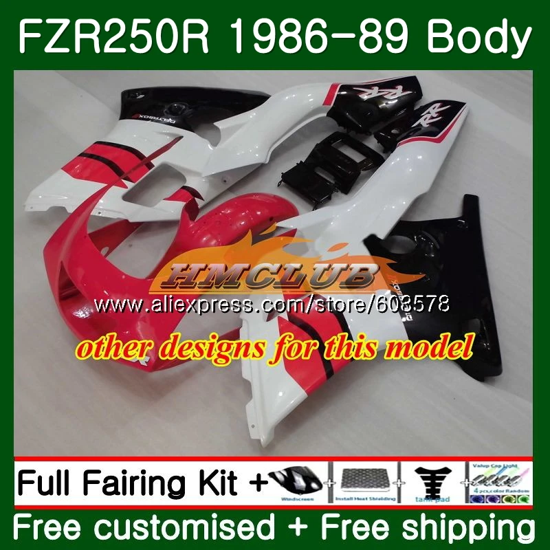 Корпус для YAMAHA FZR250R FZRR FZR 250 250R 1986 1987 1988 1989 124CL. 21 красный, белый FZR250RR FZR-250 FZR250 86 87 88 89 обтекатель