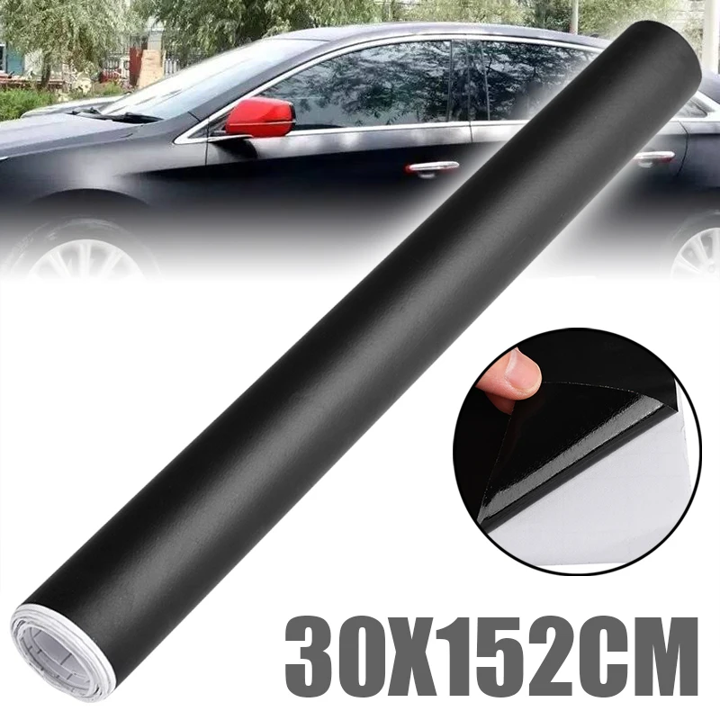 

152CMX30CM Matte Black Vinyl Car Wrap Stickers Car Motorcycle Scooter Adhesive Film Sheet Bubble Free