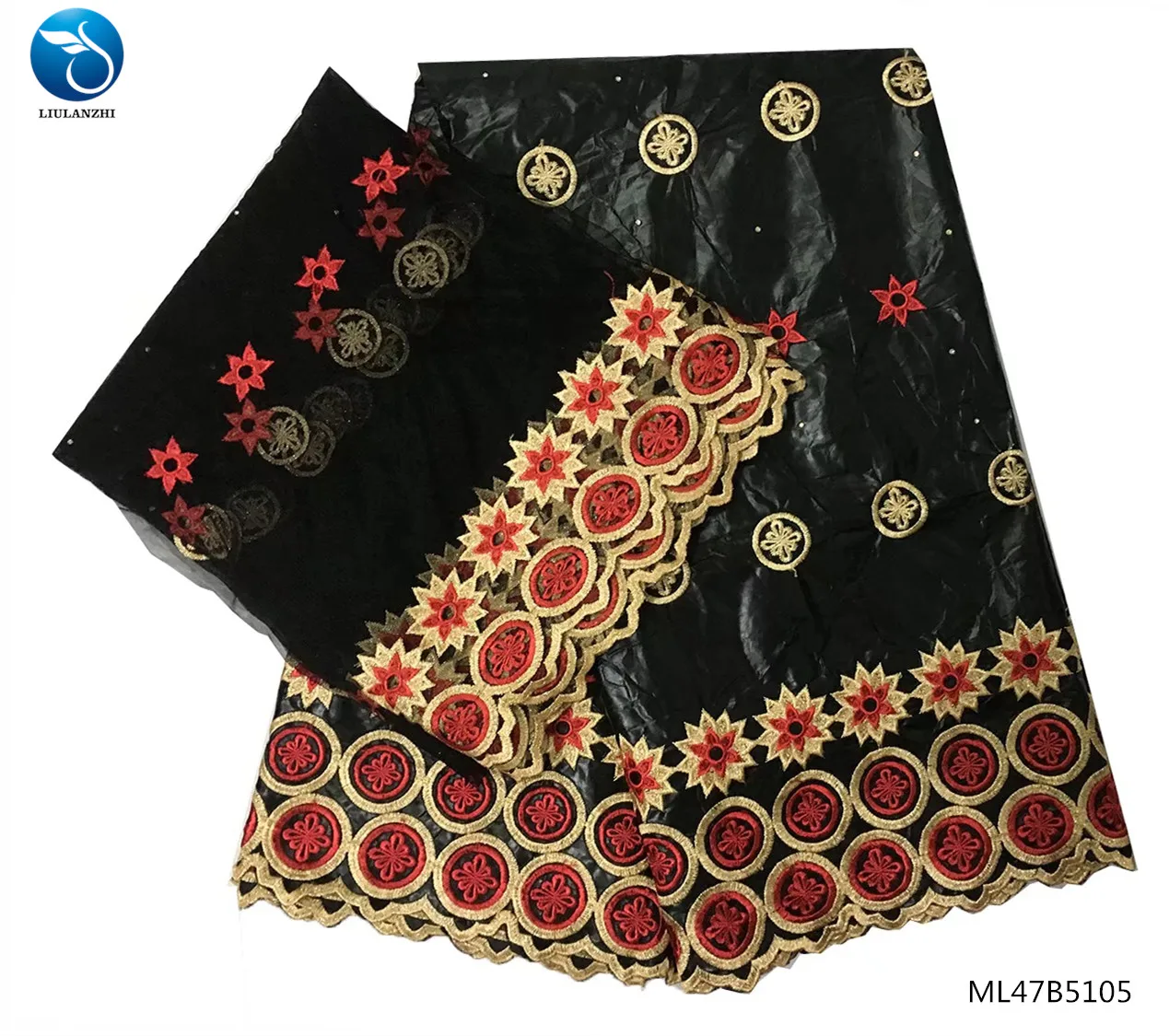 LIULANZHI Африканский кружевной ткани черный Базен riche getzner с камнями 5+ 2 ярдов последний стиль нигерийский хлопок Базен ML47B51