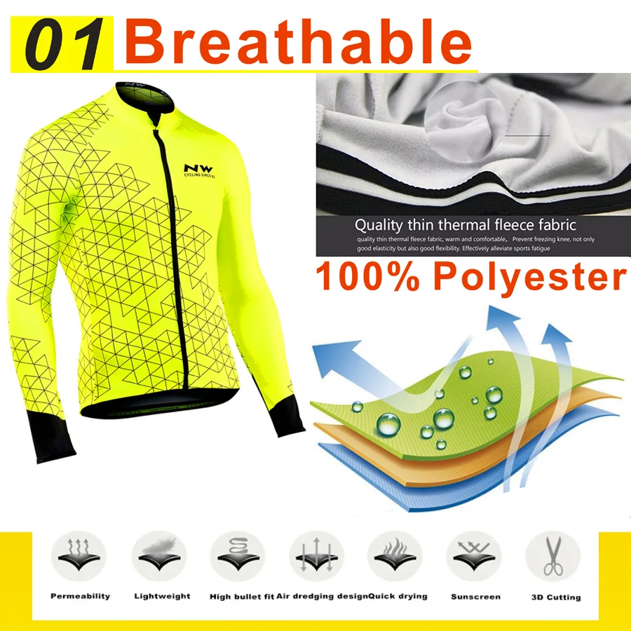 Pro Team NW Велоспорт Джерси 9D Bib набор MTB Форма велосипед одежда мужская зимняя теплая флисовая велосипедная Одежда для велоспорта