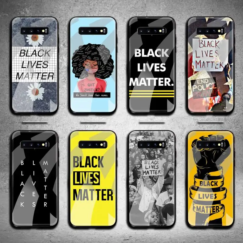 Черный чехол для телефона из закаленного стекла с надписью Lives Matter BLM Samsung S20 Plus S7 S8