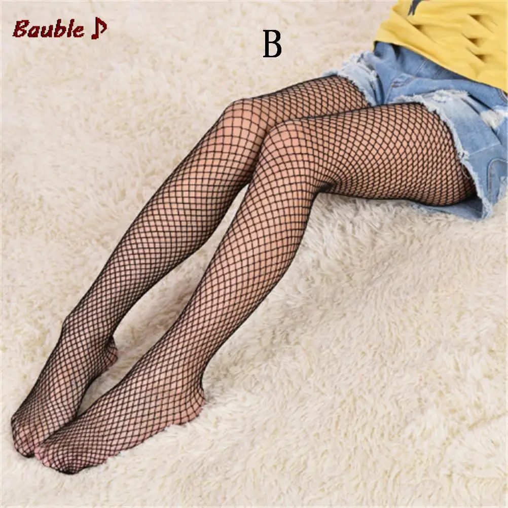New Fashion Kids Girl Lace Fishnet Stockings Summer Children Black Pantyhose Mesh Tights Ripped Jeans Net Grid Stockings
