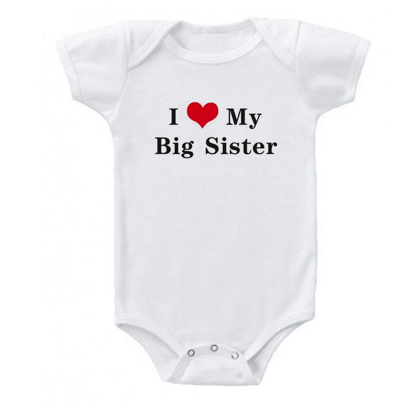 Белый Милые детские комбинезоны с надписью «I Love My Big Sister»; одежда для маленьких мальчиков и девочек; хлопковые детские Комбинезоны Одежда для новорожденных - Цвет: Белый