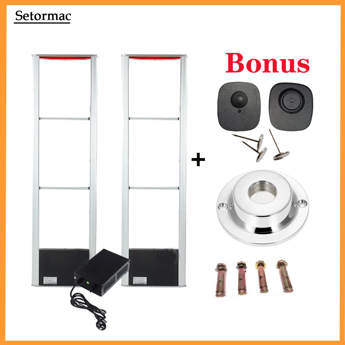 Security Tag System RF8.2Mhz EAS System EAS Antenna Shoplifting Prevention System  +100 Security Tag+1 Tag Remover Magnet
