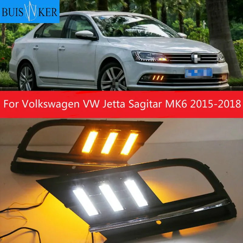 

Противотуманная фара для Volkswagen VW Jetta Sagitar MK6 2015-2018 Тюнинг автомобилей дальнего света светодиодный DRL Дневной светильник