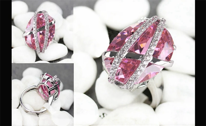 SHUNXUNZE Ювелирные наборы свадьба(кольцо/серьги/кулон) оливково-розовый Радужный кубический цирконий R525set R528set R3312set