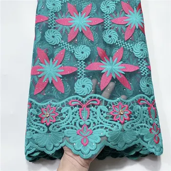

Fashion African Lace Fabric High Quality handmade beaded Nigerian Lace Fabric 2020 High Quality Lace for women dress 5yard
