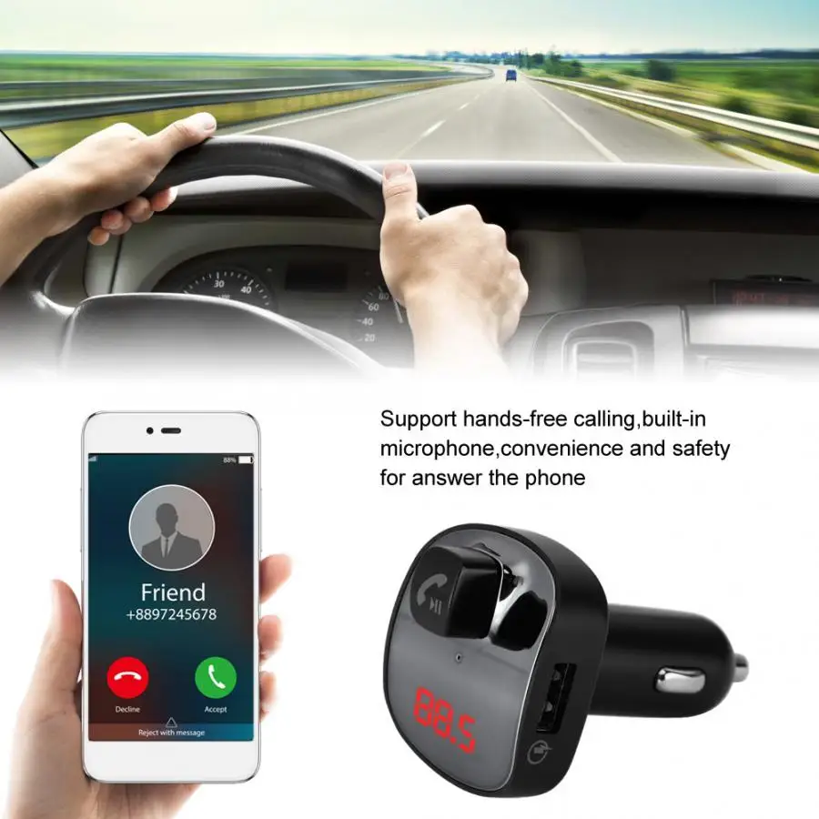 Автомобильный fm-передатчик беспроводной BT Hands-free A2DP MP3-плеер двойной зарядный комплект usb