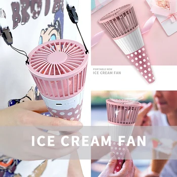 

Ice Cream Fan Portable USB Rechargeable Lazy Fan Cooling Hanging Neck Mini Cute