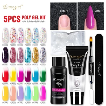

Limegirl Poly UV Gel Sets Nail Gel Kit 15ml Poly Gel with UV/Led Lamp Quick Building Clear Gel Nail Polish for Nail Extensions