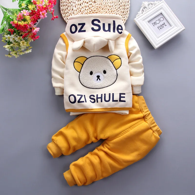 

Baby Winter Set Men's 01234-Year-Old Clothes for Babies Cotton-padded Clothes WOMEN'S Suit Brushed And Thick Autumn & Winter Thr