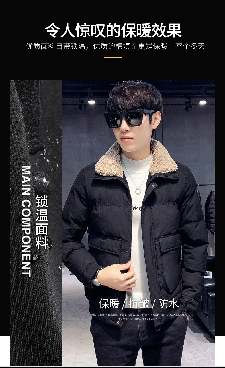Winter new men's sweater cotton padded skirt Korean youth casual cotton collar