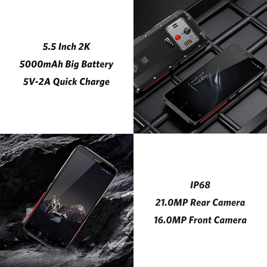  Elephone Soldier 5.5'' Android 8.0 Smartphone 4GB 128GB MTKX25 Deca core 16:9 Full Screen 5000mAh S