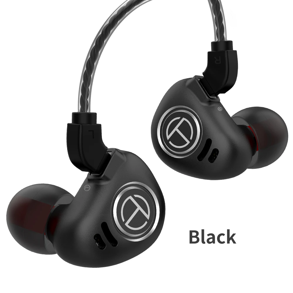 black no mic TRN V90 4BA+ 1DD Гибридный Металлический наушник в ухо IEM HIFI DJ монитор для бега спортивный наушник гарнитура наушники для V80/X6/IM2 - Цвет: black no mic