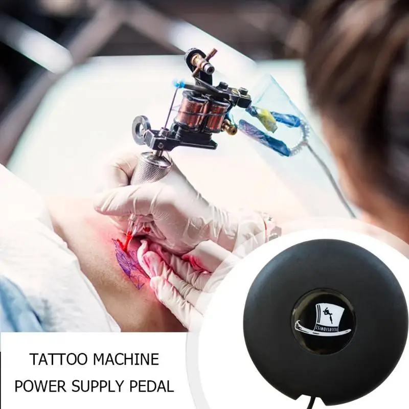 Stainless Steel Round Tattoo Machine Foot Pedal Switch Fashion Strength Stability High Performance with Cord Tattoo Supplies