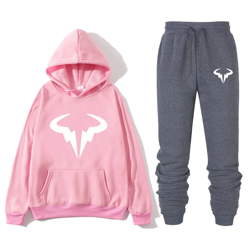 Pink Новинка, брендовая спортивная одежда, модная толстовка, мужская спортивная одежда из двух предметов, флисовая толстовка+ штаны, спортивная одежда для мужчин - Цвет: Pink