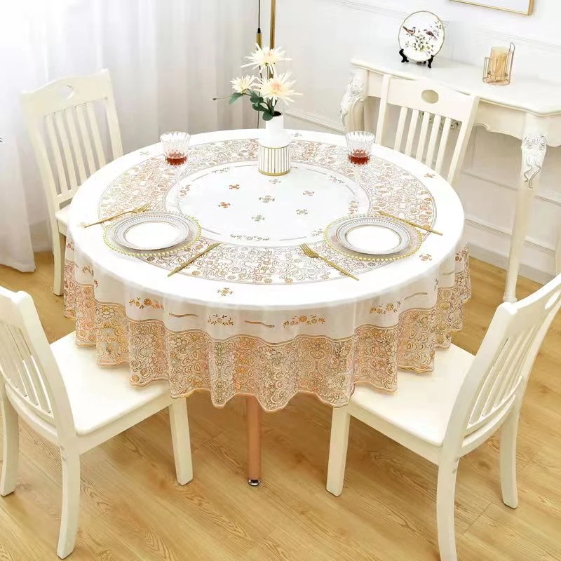 Round Table Tablecloth PVC Bronzing Printing Wash Free Waterproof Oil