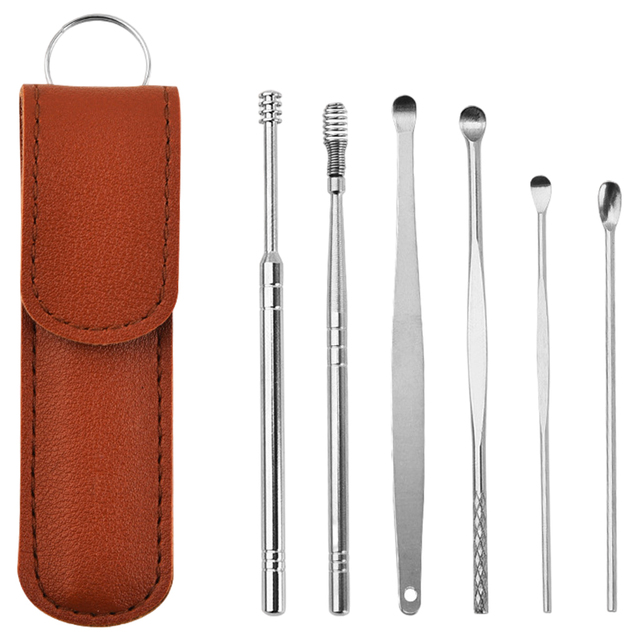Ear Cleaner Earwax Removal Tool Stainless Steel Earpick Curette Ear Cleaning Wax Remover Spring Spoon Ear Pick Cleanser