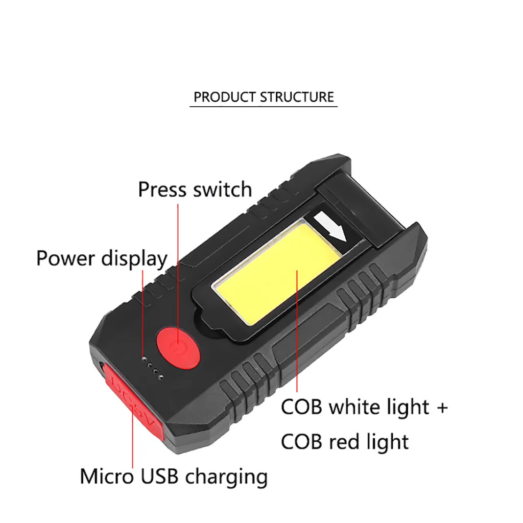 COB светодиодный магнитный рабочий светильник, автомобильный гаражный механический светильник-вспышка, домашний перезаряжаемый фонарь, ABS светодиодный светильник-вспышка для спорта на открытом воздухе