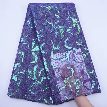 

Latest African Organza Lace Fabric 2020 High Quality Lace Sequins French Nigerian Lace Fabric For Wedding Party Dress Sew S18