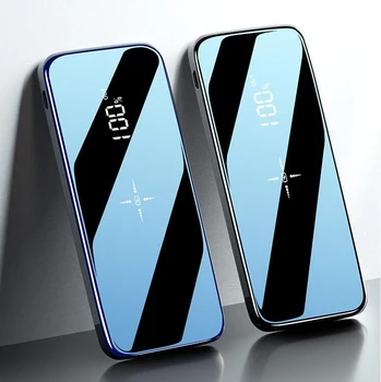 

Wireless 30000mAh Power Bank Dual USB Mirror Screen Wireless Charger Powerbank Bateria External For iphone8 X Samsung