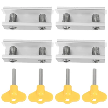 

4pcs Double Holes House Safety Doors Lock Baby Kids Sliding Sash Window Lock Aluminum Alloy Cabinet Locks Straps Doors Security