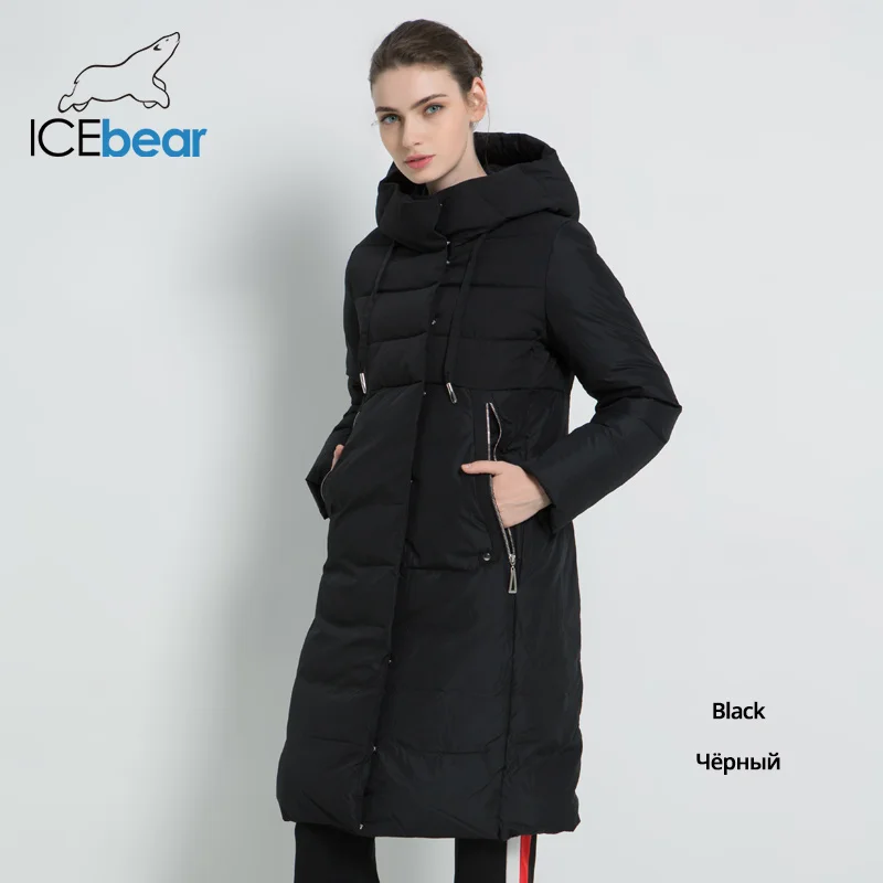 ICEbear2019 Новая зимняя длинная женская куртка высокого качества Женское пальто с капюшоном Женские парки Стильная женская Брендовая одежда GWD18310 - Цвет: G901