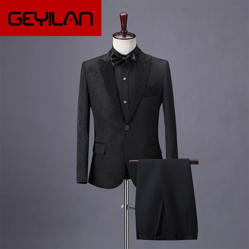 

Fashion slim men's suit men's quality business casual formal suit blazers with trousers suit wedding banquet dress