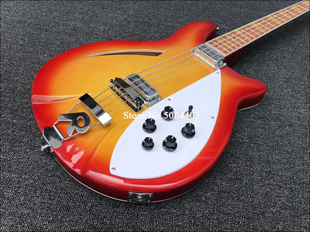 Высококачественные красные 4 струны электрогитары, середина воздуха, F air bass, красное дерево гриф
