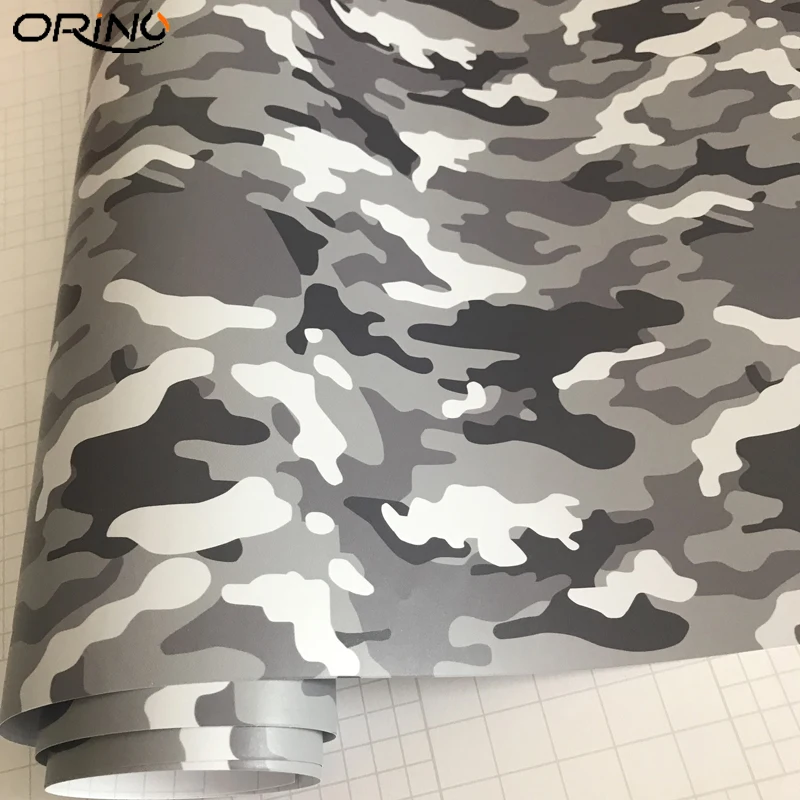Black Grey White Camo Vinyl Film Wrap-3
