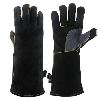 

Protective Gloves Double Layer Cowhide Leather Heat Insulation Anti-scald Work Gloves for Soldering Barbecue Furnace Firewood